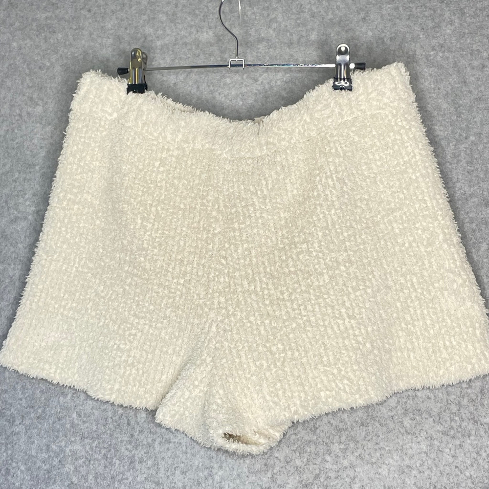 Aerie Cozy Fuzzy Lounge Shorts Cream XL